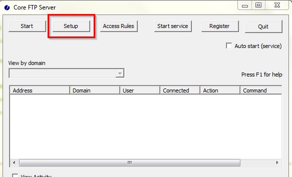 Core FTP Server- main GUI